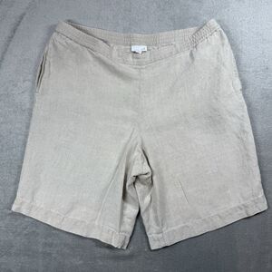 J Jill Shorts Womens Large Linen Pull On Bermuda Pockets Coastal Beach Comfort